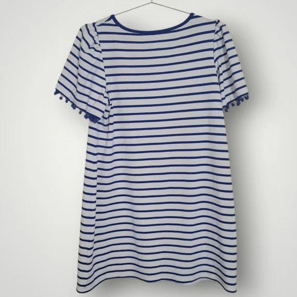 Anthropologie Heyton Blue and White Striped Dress Size 14 Nautical Short Sleeve - Picture 5 of 8